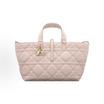 DIOR Toujours quilted letter pendant lace-up Aboriginal bag, single-shoulder handbag, small size for women, cherry blossom pink